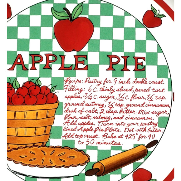 Vintage Apple Pie Recipe Baking Dish Over and Back Inc Indoor Outfitters 10.5x2" - Picture 3 of 7